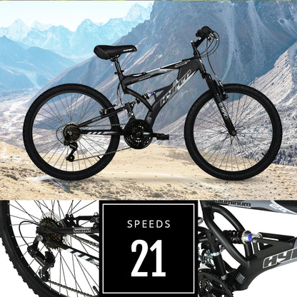 refurbish  Hyper Bicycles Havoc Mountain Bike, 24" Wheels, Youth Ages 10-14 Years Old, Black