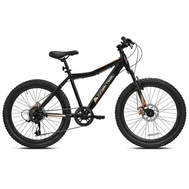 refurbish Ozark Trail Glide Mountain Bike, 24" Wheels, 8 Speed, Black, Fits Riders 4'6" - 5'6", Teen