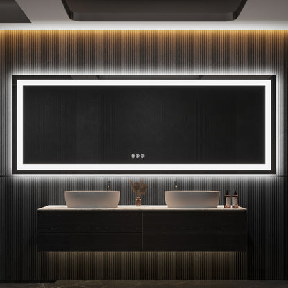 36" x 94"Dokes Frameless Anti-Fog LED Lighted Dimmable Wall Mounted Bathroom Vanity Mirror