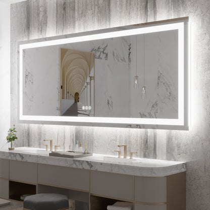 38" x 88"Dokes Frameless Anti-Fog LED Lighted Dimmable Wall Mounted Bathroom Vanity Mirror