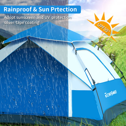 4-Person White + Blue Single-Sheet Umbrella Tent