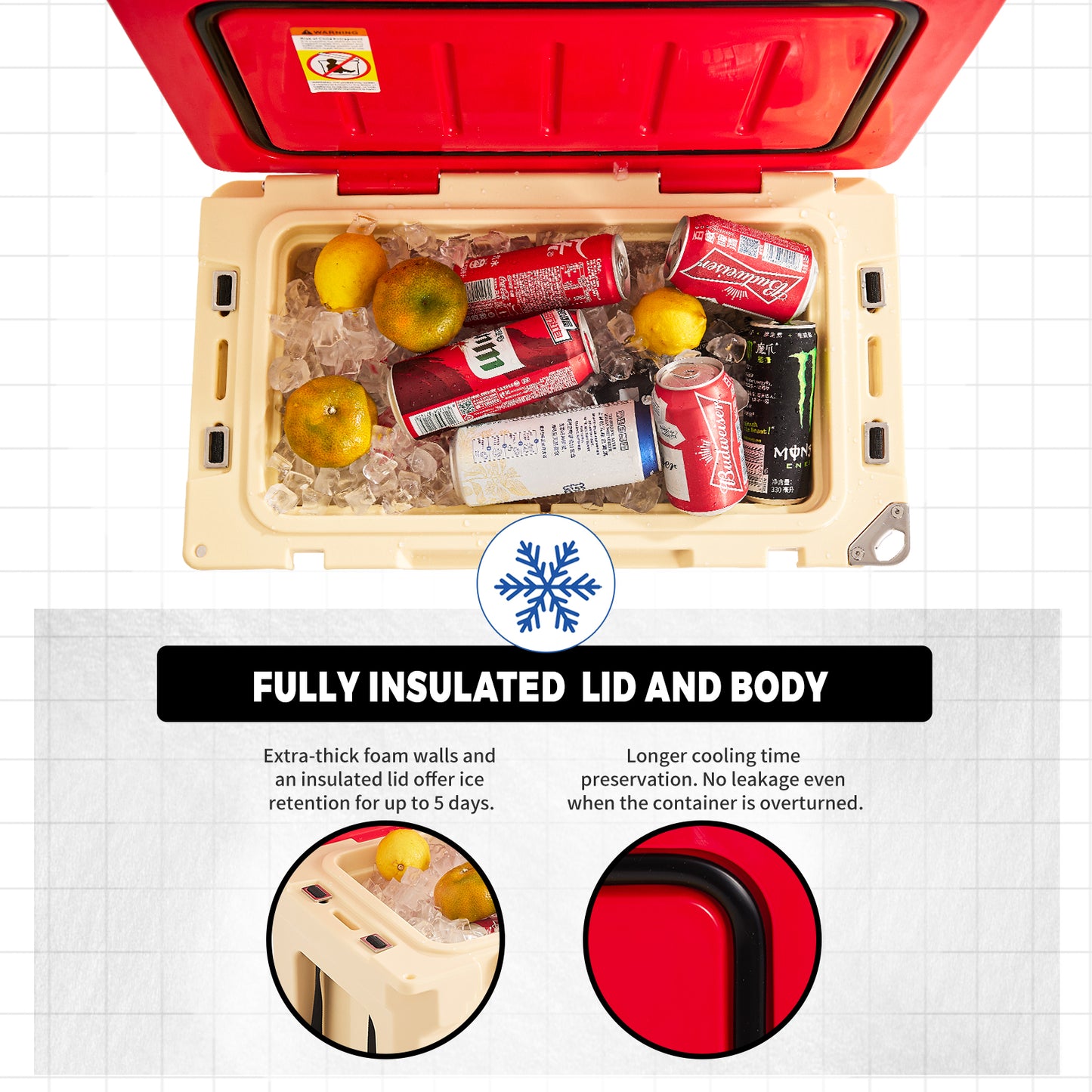 30QT New Beige+Red Insulation Box