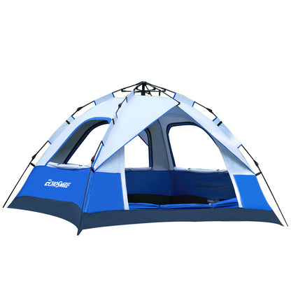 4-Person White + Blue Single-Sheet Umbrella Tent