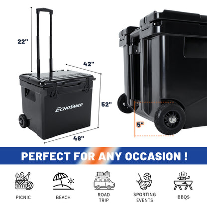 45QT New Black Insulated Box with Wheels and Trolley