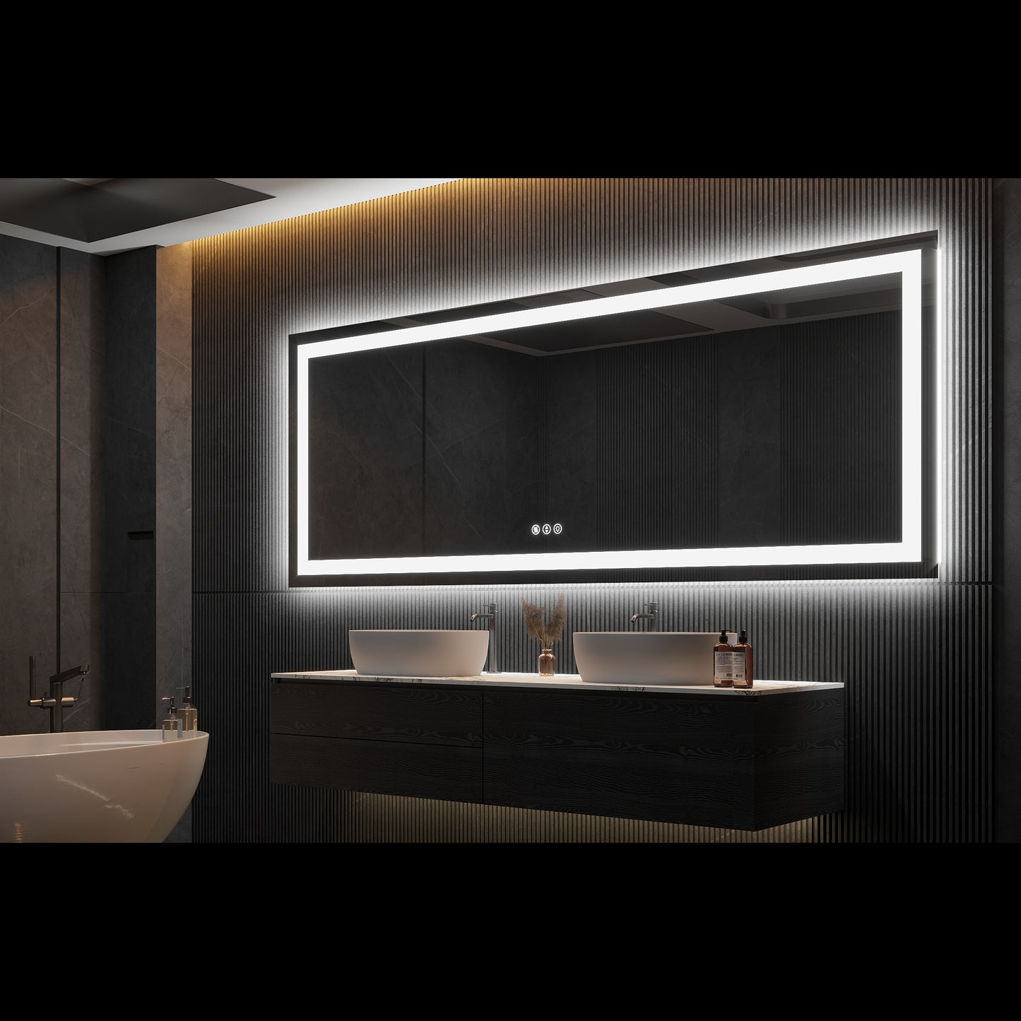 36" x 94"Dokes Frameless Anti-Fog LED Lighted Dimmable Wall Mounted Bathroom Vanity Mirror