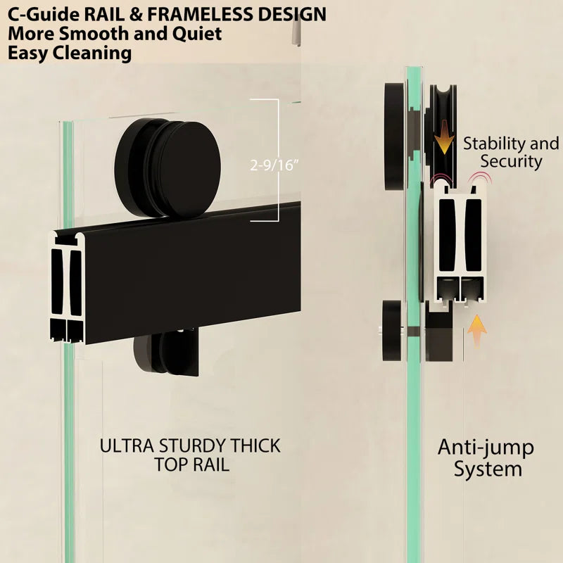 73" W x 79" H Double Sliding Door Shower Door With Closing System