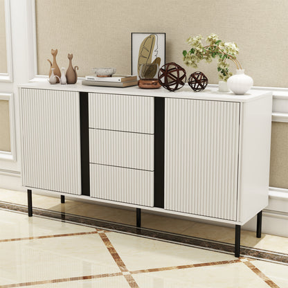 Buffet Cabinet Sideboards and Buffets with 3  Cabinet 4 Doors Adjustable Shelves & Open Shelf