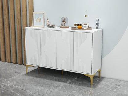 White four-door cream style side cabinet