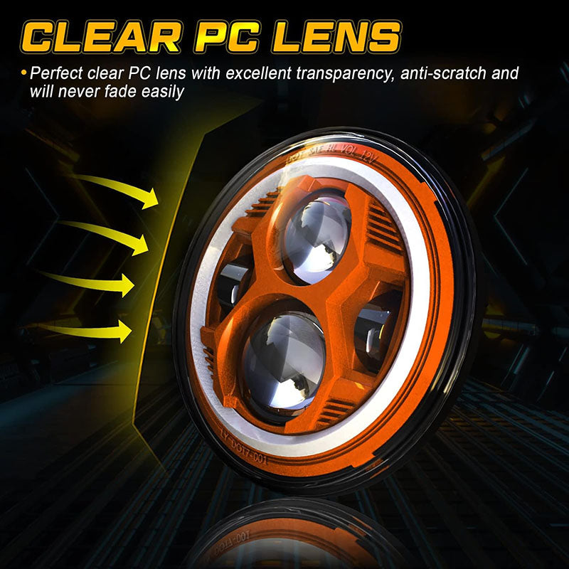 7 Inch Spider Headlight With Aperture-Orange-Pair Black Box