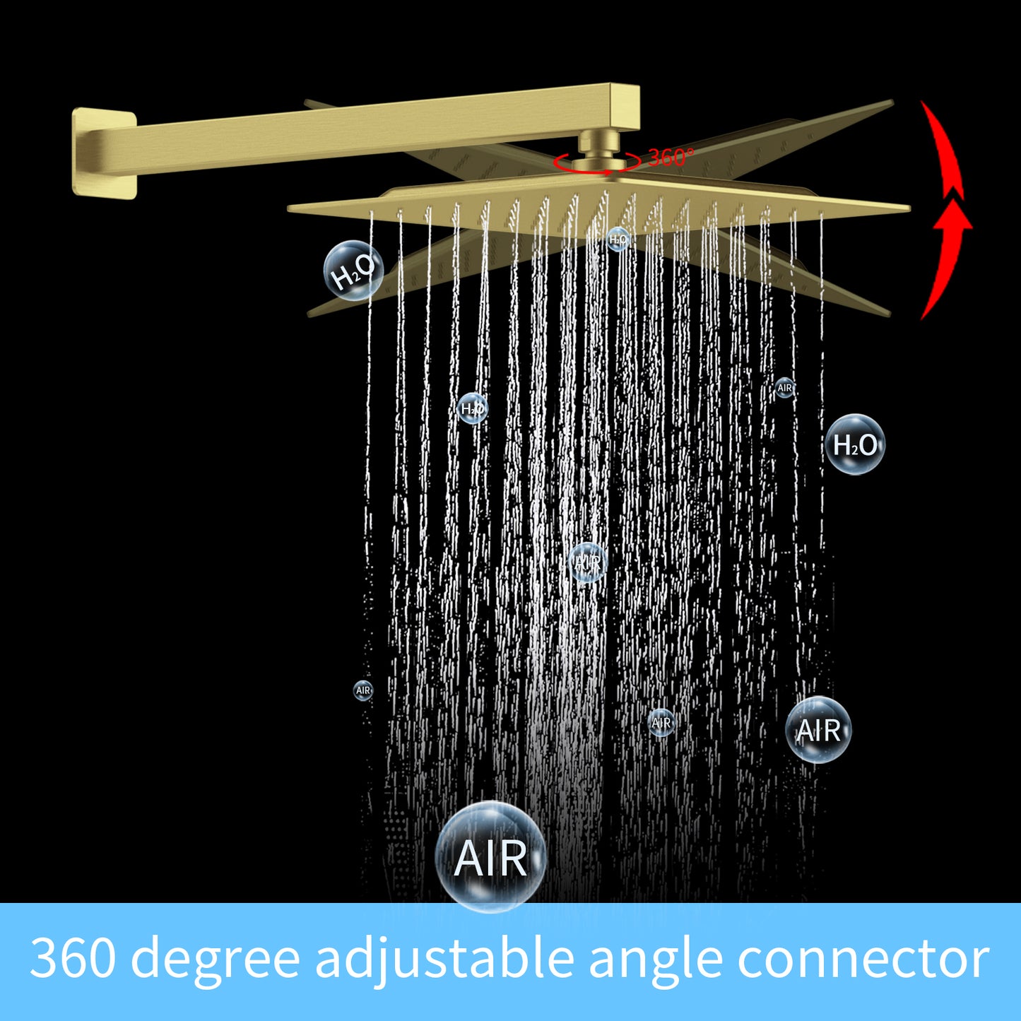 L-8002BG-Shower System Shower Faucet Combo Set Wall Mounted with 10" Rainfall Shower Head and handheld shower faucet, Brushed Gold Finish with Brass Valve Rough-In