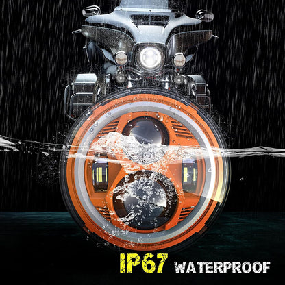 7 Inch Spider Headlight With Aperture – Orange – Single Black Box