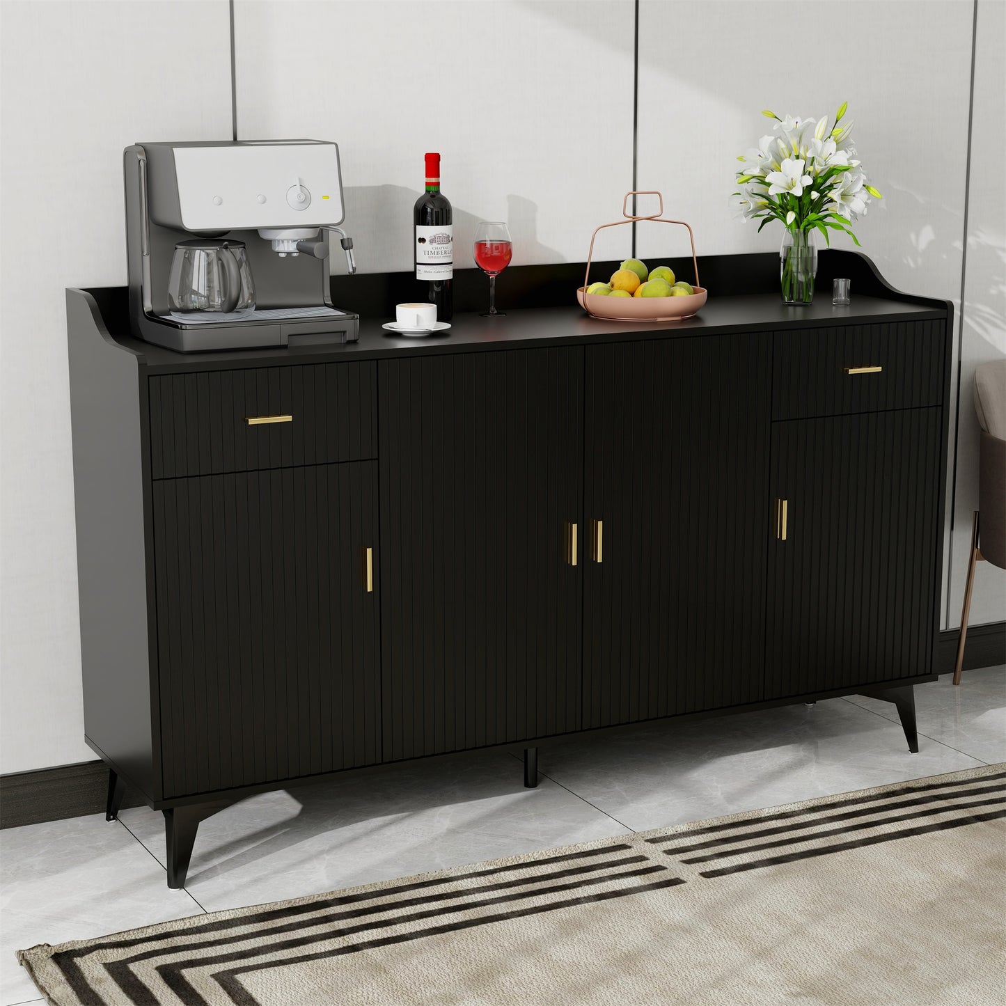 4 doors and 2 drawers blister modern sideboard buffet cabinet