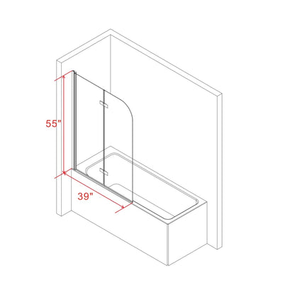 60" W x 62" H Double Sliding Tub Door with Clear Tempered Glass