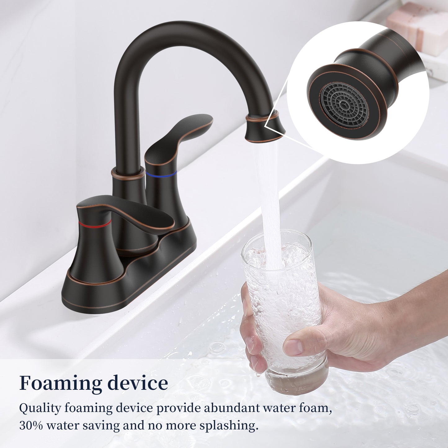 4011B-ORB  | 2-Handle 4-Inch Oil Rubbed Bronze Bathroom Faucet, Bathroom Vanity Sink Faucets with Pop-up Drain and Supply Hoses 