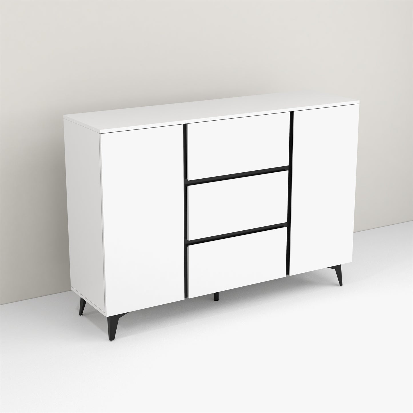 3 Drawers and 2 Doors Light Luxury Sideboard Buffet Cabinet