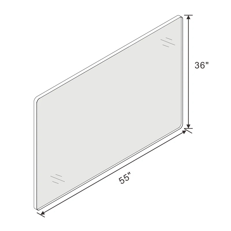 55" x 36"(Silver) Filleted Corner Wall Mounted Mirror, Bathroom Mirror, Vanity Wall Mirror With Metal Frame