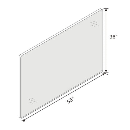 55" x 36"(Silver) Filleted Corner Wall Mounted Mirror, Bathroom Mirror, Vanity Wall Mirror With Metal Frame