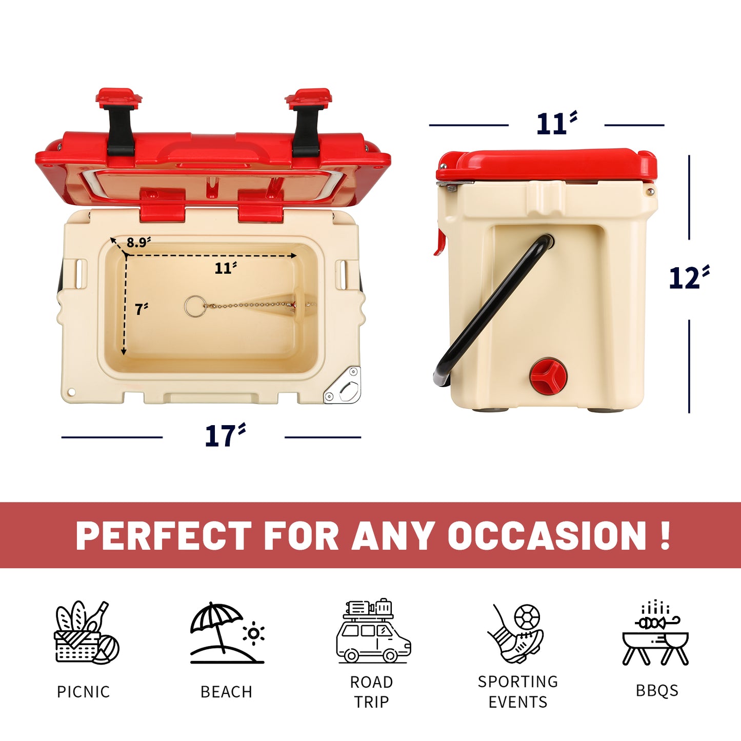 12QT New Beige + Red Insulated Boxes