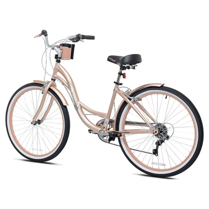 Refurbish Kent Bayside Cruiser Bike, 26" Wheels, Adults Ages 13+ Years, Rose Gold78