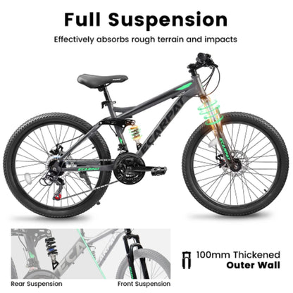 Refurbish 27.5 Inch Mountain Bike, 21-Speed Full Suspension Unisex Trail Commuter City Bicycle