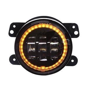 7″ Spider Headlight – Orange With Halo – 4″ JK Clock Fog Light Black – 4PCS in Set