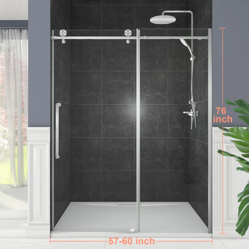 60" W x 76" Sliding Frameless Shower Door