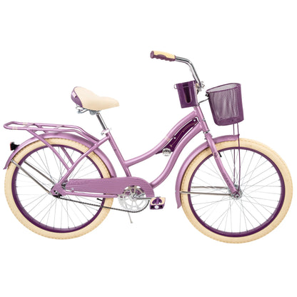 refurbish Huffy Nel Lusso Girls' Cruiser Bike, 24" Wheels, Ages 12+ Years, Purple