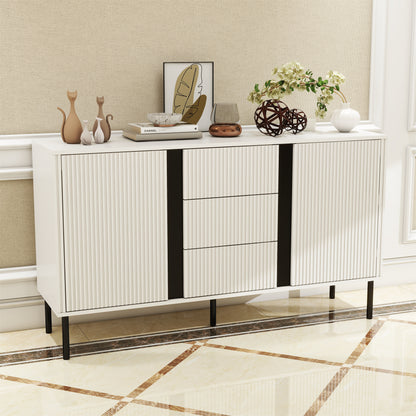 Buffet Cabinet Sideboards and Buffets with 3  Cabinet 4 Doors Adjustable Shelves & Open Shelf