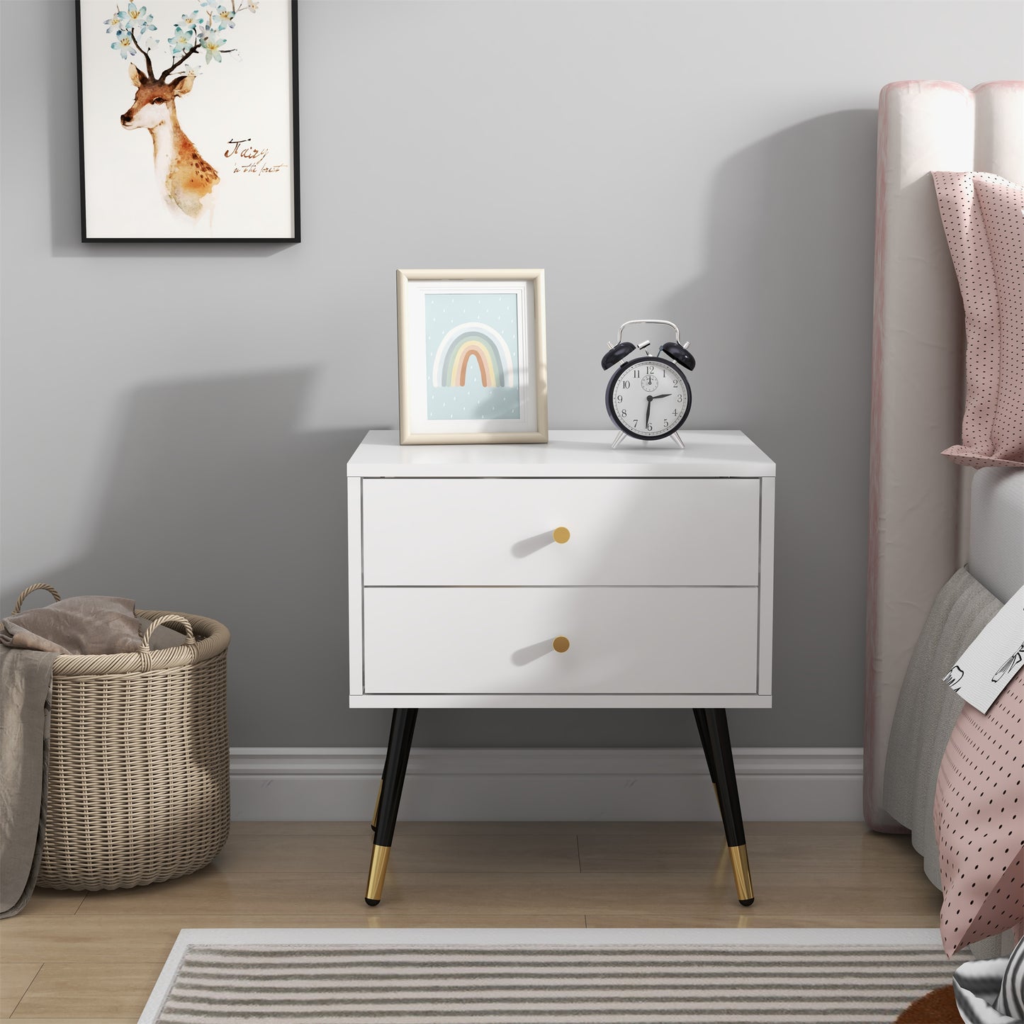 2 Drawers Nightstands (WHITE)