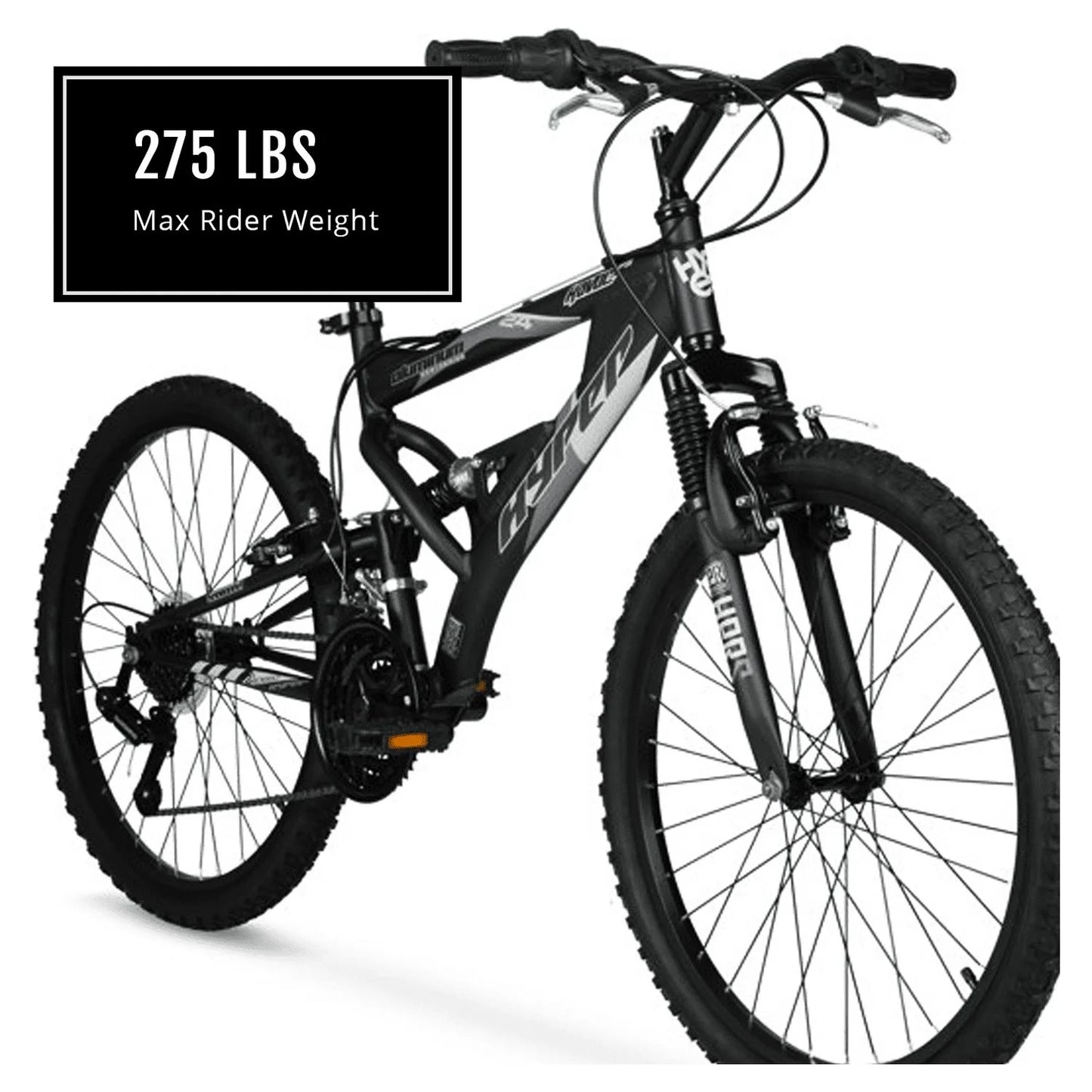 refurbish  Hyper Bicycles Havoc Mountain Bike, 24" Wheels, Youth Ages 10-14 Years Old, Black