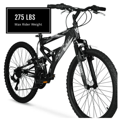 refurbish  Hyper Bicycles Havoc Mountain Bike, 24" Wheels, Youth Ages 10-14 Years Old, Black