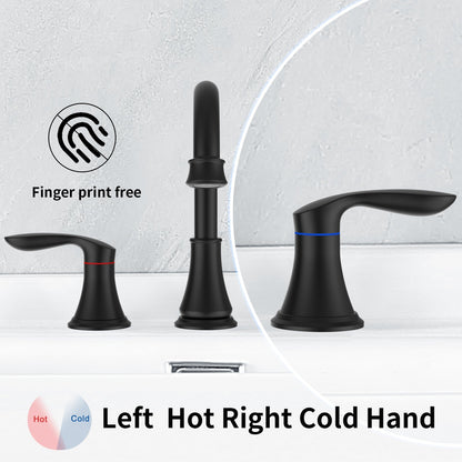 ‎3007B-ORB | 2-Handle 8 inch Widespread Bathroom Sink Faucet Oil Rubbed Bronze Lavatory Faucet 3 Hole 360° Swivel Spout Vanity Sink Basin Faucets with Pop Up Drain Assembly and cUPC Water Supply Hoses