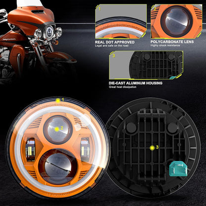 7 Inch Spider Headlight With Aperture – Orange – Single Black Box