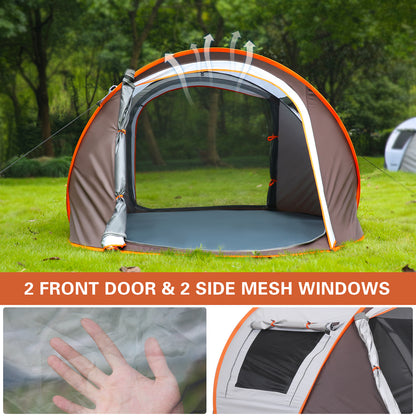 2 Person White + Brown Pop Up Camping Tent