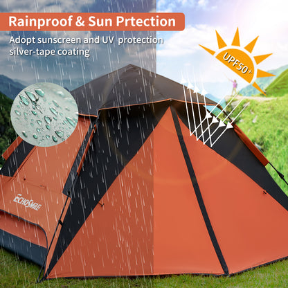 4-Person Black + Orange Double Layer Umbrella Tent