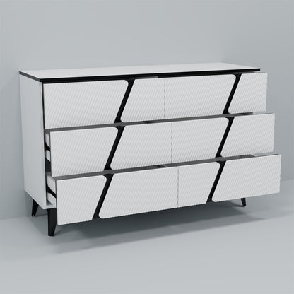 White blister twill modern six-drawer cabinet