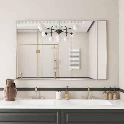 55" x 36"(Silver)Lesamuel Wall Mounted Vanity Mirror w/ Aluminum Frame for Bedroom, Entryway, Living Room