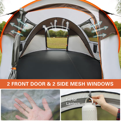 5-8 Person White + Brown Pop-Up Camping Boat Tent