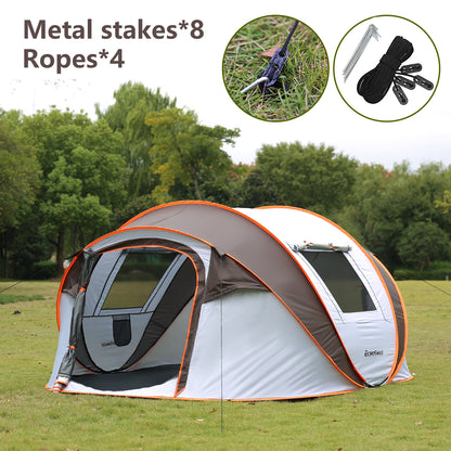 5-8 Person White + Brown Pop-Up Camping Boat Tent