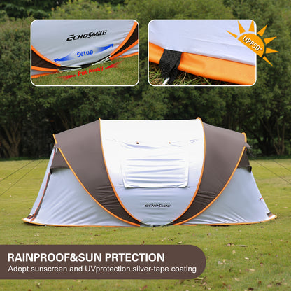 5-8 Person White + Brown Pop-Up Camping Boat Tent