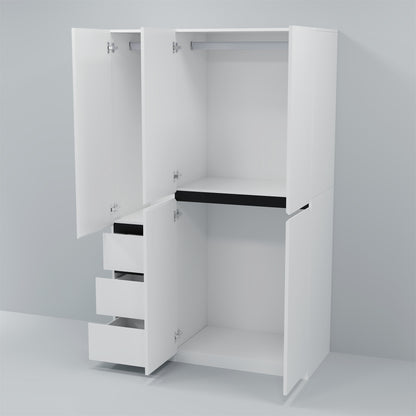 Three Drawer, Five Door Modern Wardrobe with Silver Mirror and No Pull Handle (2 packs of 2 cannot be sold separately)