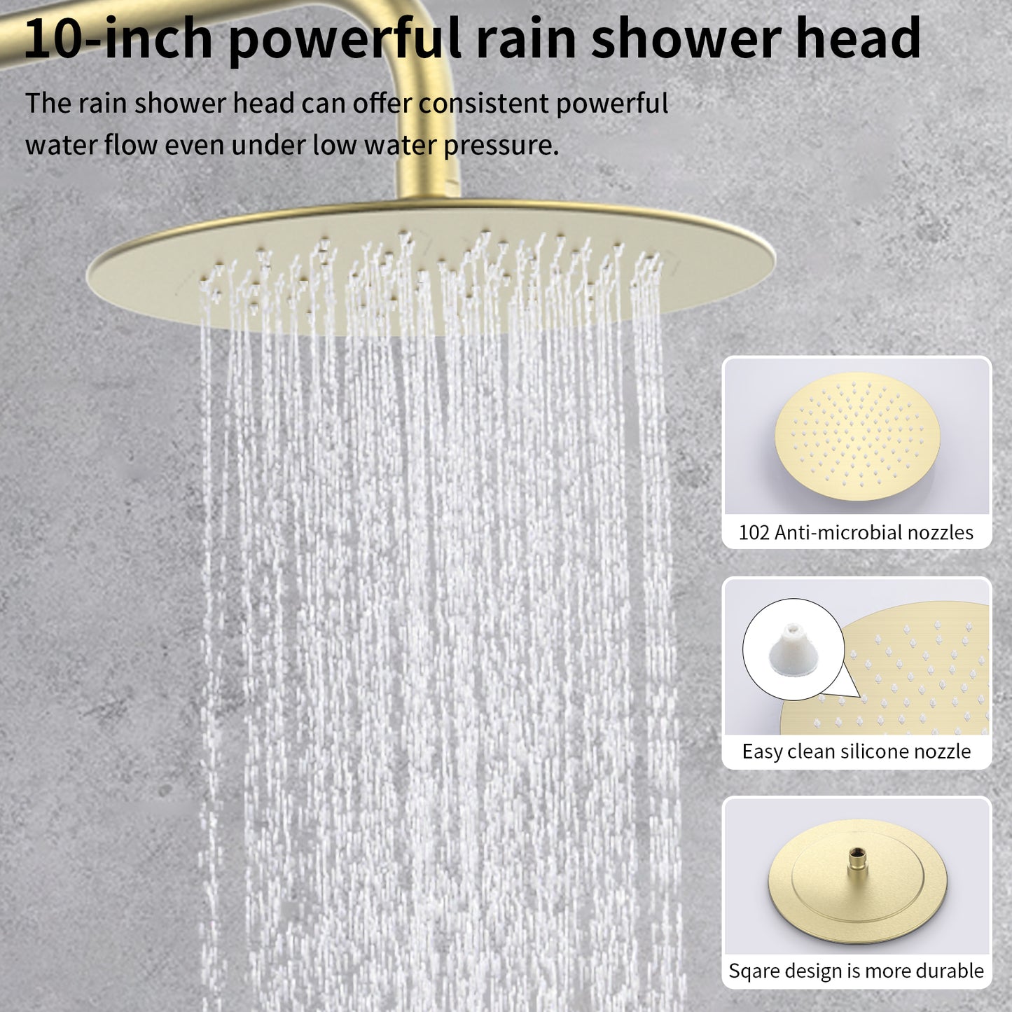 L-8002S-Shower System Shower Faucet Combo Set Wall Mounted with 10" Rainfall Shower Head and handheld shower faucet, Chrome Finish with Brass Valve Rough-In