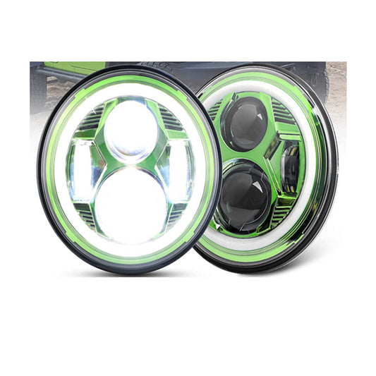 7 Inch Spider Headlight With Aperture-Green-Pair Black Box