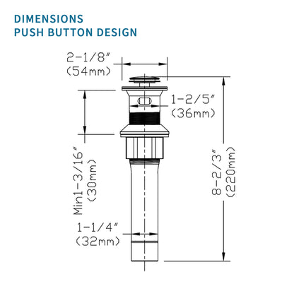 STD-BN | Pop-Up Drain Stainless Steel With Overflow Anti-Clogging for Vessel Sink Lavatory Vanity Sink Drain with Strainer Basket, Brushed Nickel