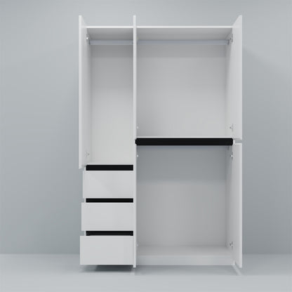 Three Drawer, Five Door Modern Wardrobe with Silver Mirror and No Pull Handle (2 packs of 2 cannot be sold separately)