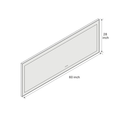 60" X 28" Detjon Black Framed Anti-Fog LED Lighted Dimmable Wall Mounted Bathroom Vanity Mirror