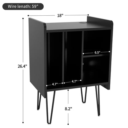 Four-Compartment Record Rack With Usb Port