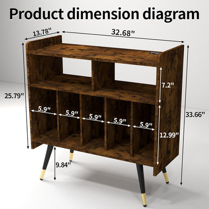 2-Shelf Audio Record Rack (BROWN)