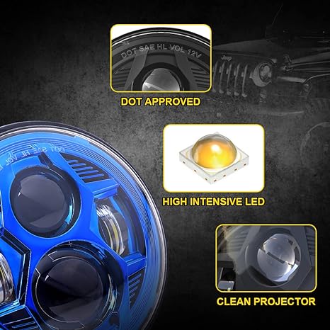 7 Inch Spider Headlight Without Aperture-Blue-Pair Black Box