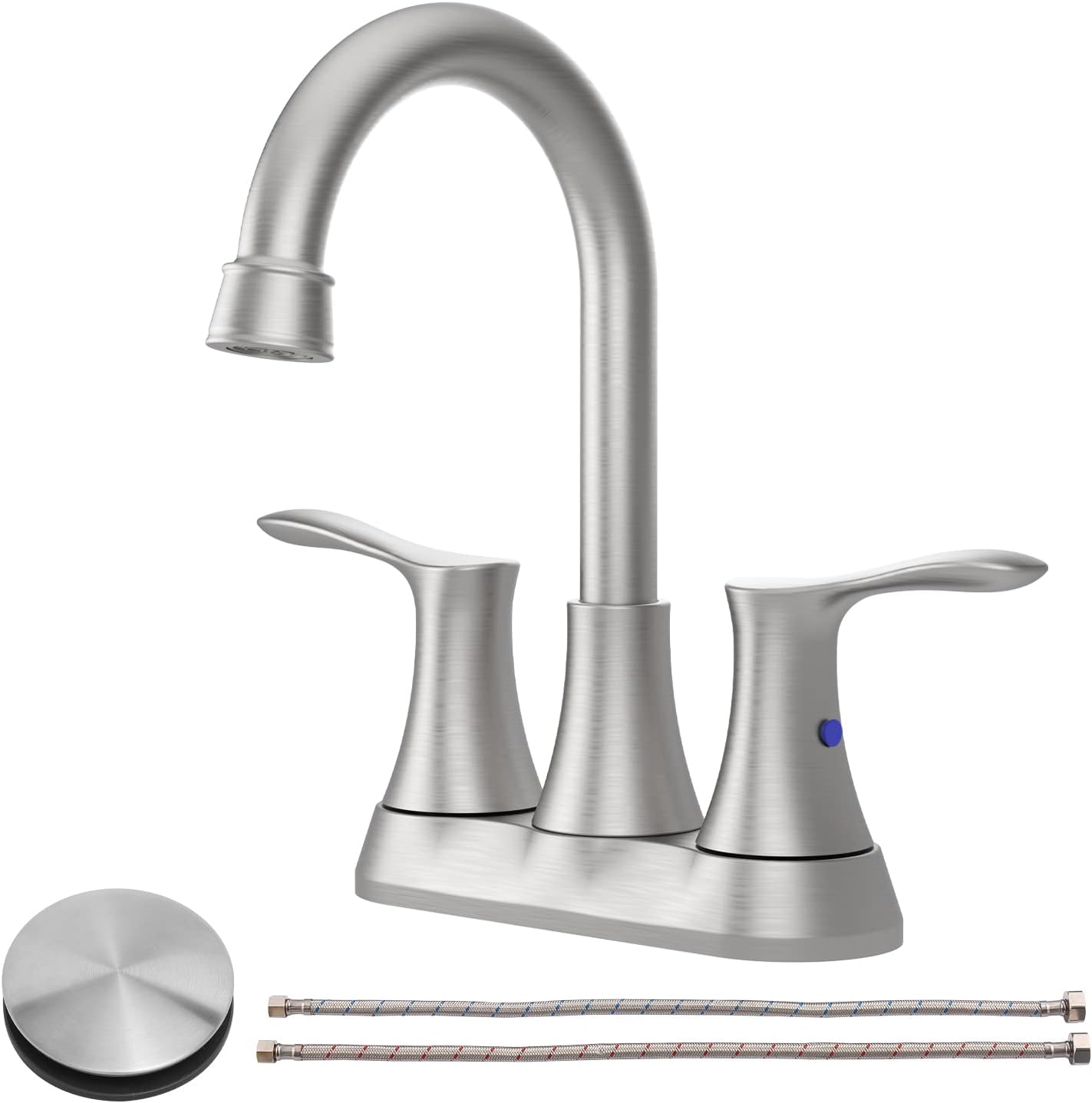 4051-NP  | Bathroom Faucet Brushed Nickel, 4" 2-Handle centerset basin faucet with Pop-up Drain & Supply Lines 11